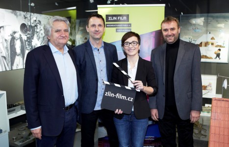 The newest film office in the Czech Republic was launched December 1 in Zlín. The initiators of the Zlín Film project, from left, Čestmír Vančura, Jindřich Motýl and Martin Růžička, with the Director of the Zlín Film Office, Magdaléna Hladká, standing in between them.